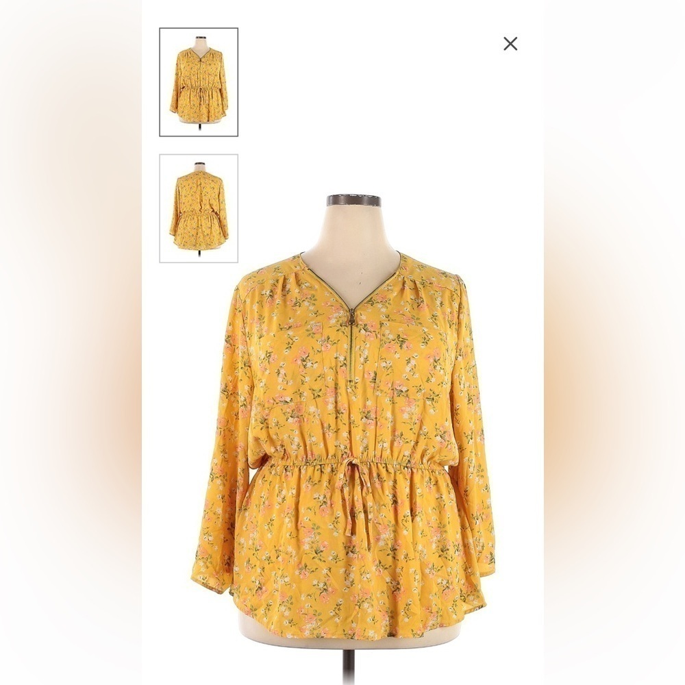 Orange Kiss Long Sleeve Floral Blouse size 2X